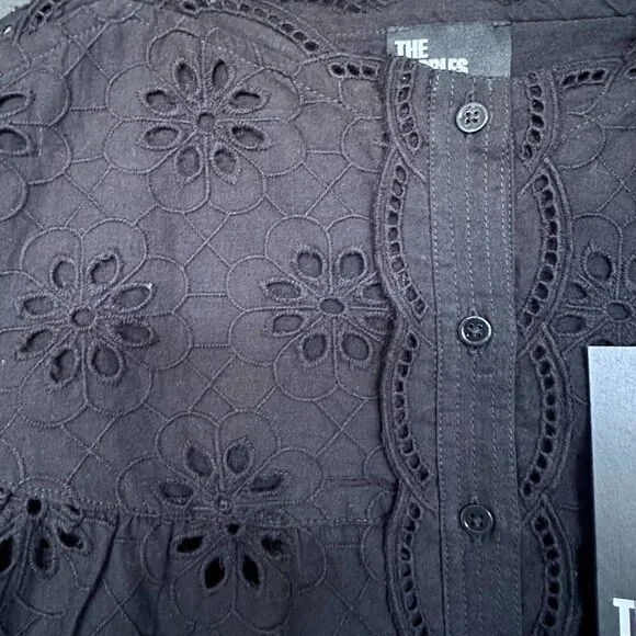 NWT | The Kooples | Black Eyelet Embroidered Tank Top - Picture 4 of 8